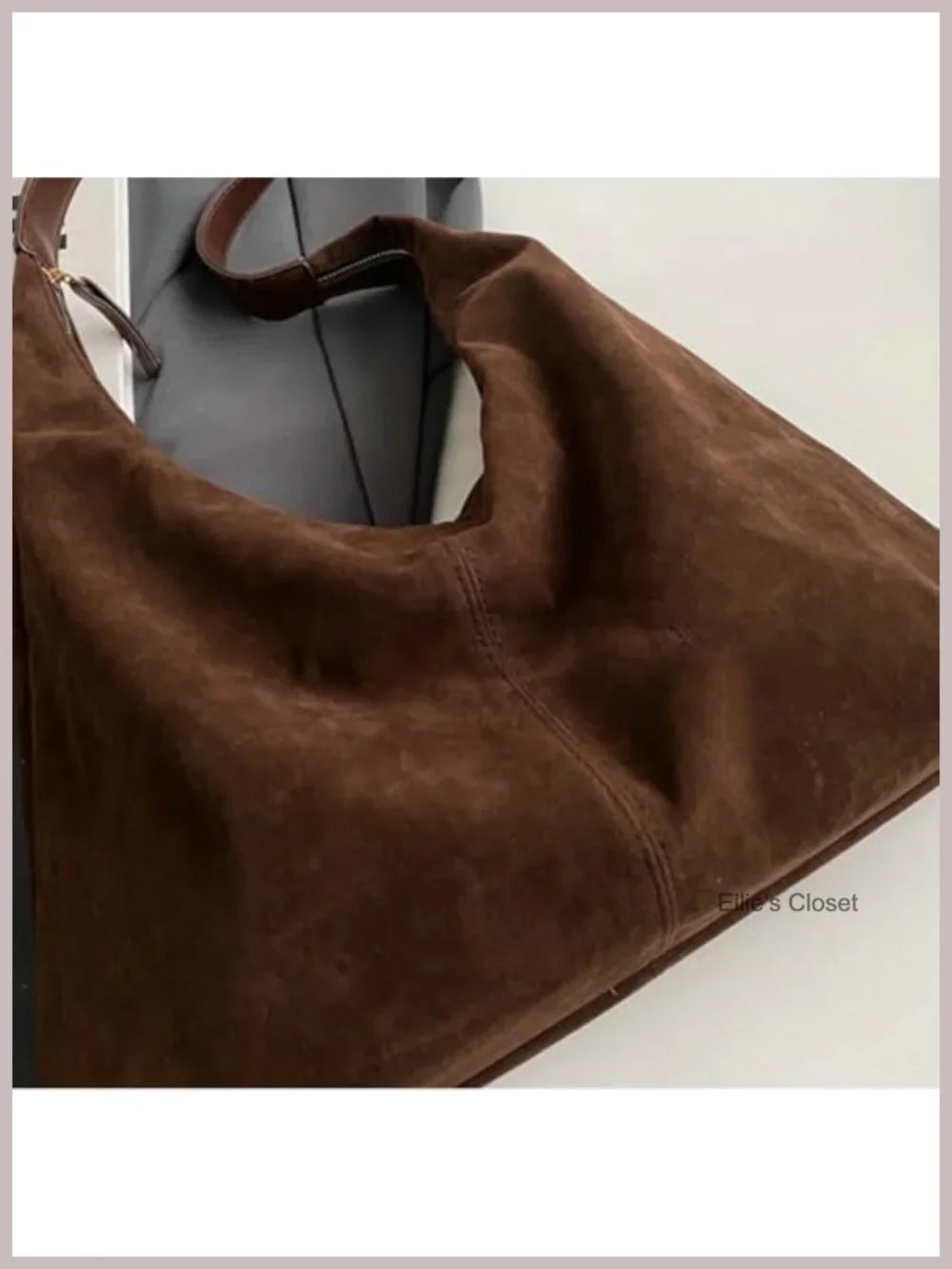 Faux Suede Hobo Tote Shoulder Bag Women Handbag Crescent Purse